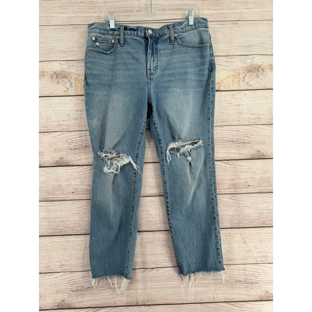 Madewell Perfect Vintage Jeans‎ Womens 32 Petite Blue Light Wash Distressed